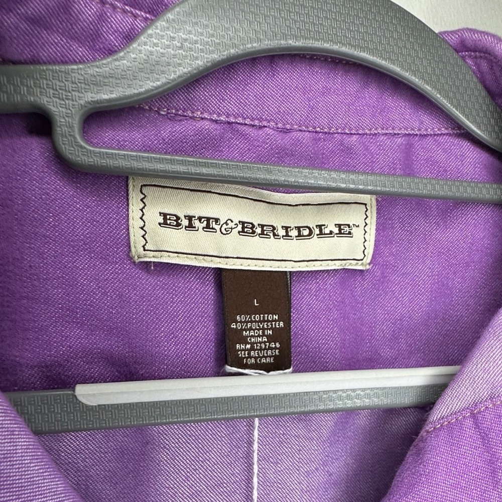 Bit & Bridle L Purple Cowgirl Western Snap Button Shirt L Large - Picture 2 of 9